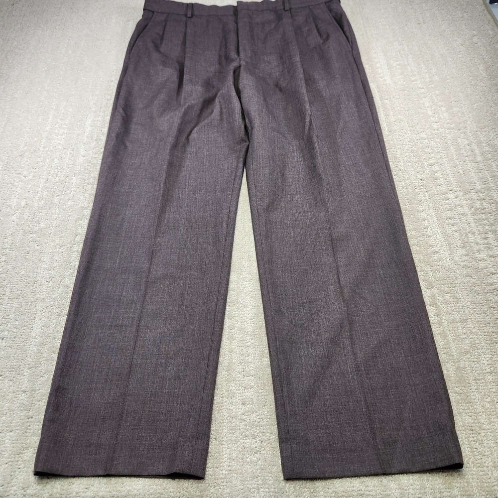 Pleated High Rise Trouser Men 36x31 Tropical Wool Lands End Pants Green Flowy